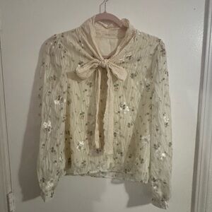 Elegant Cream Floral Women's Top